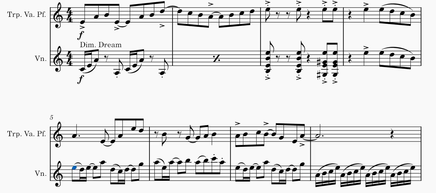 譜例 3：星の器と Dim. Dream